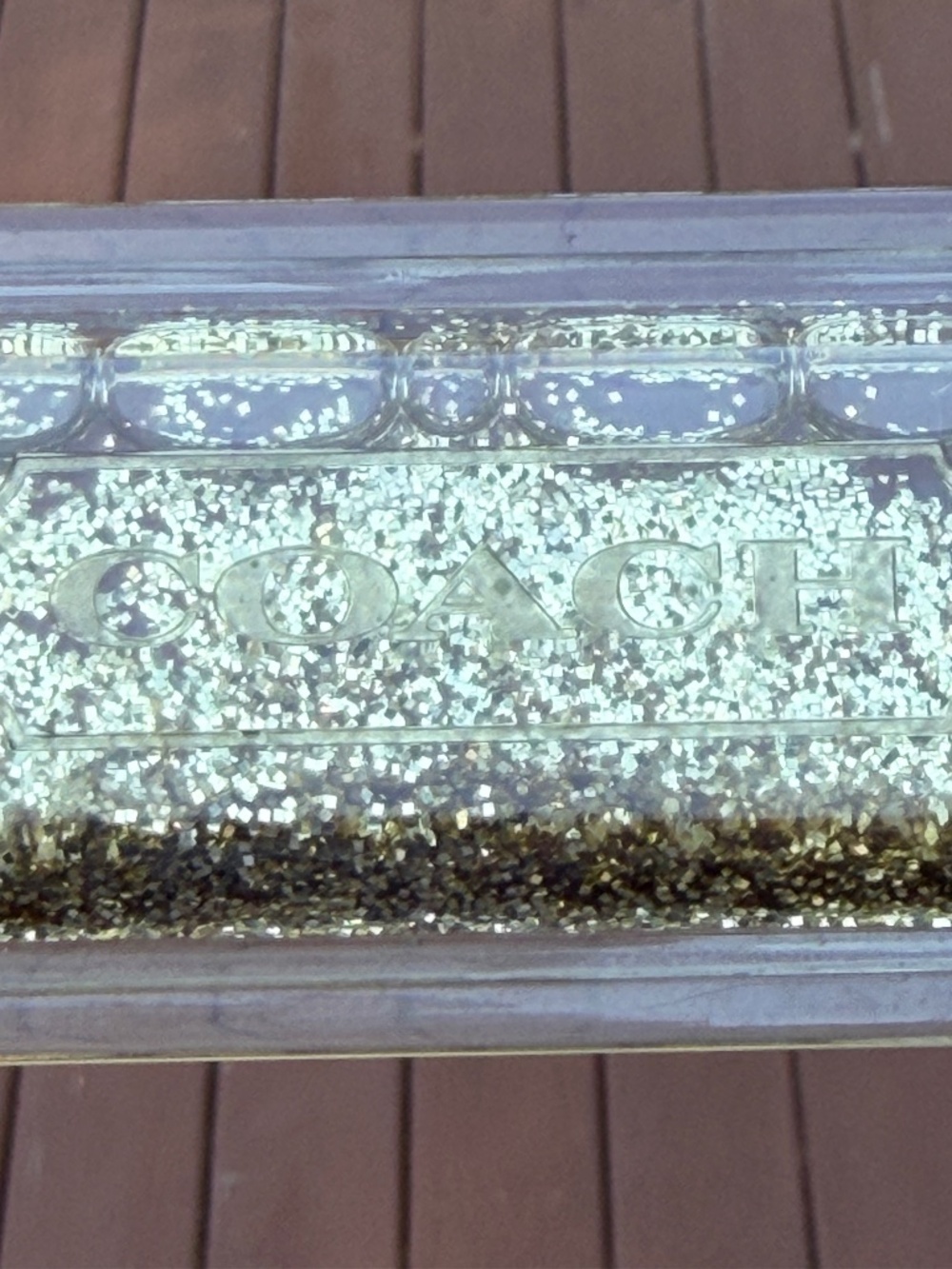 Coach Glitter Sparkle Acrylic Hangtag Silver Gold Bag Charm